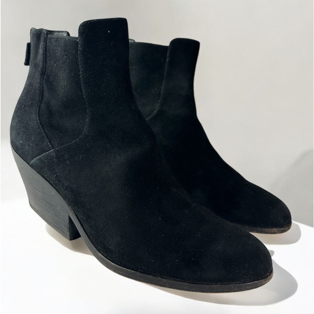 Eileen Fisher Peer Heeled Ankle Boots Black Suede Booties Women's Size 11 - Picture 16 of 16
